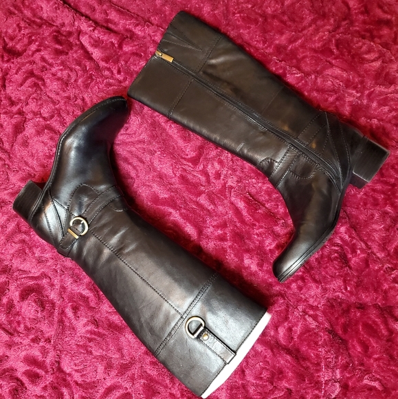 BANDOLINO "BDCARMINE" BLACK LEATHER KNEE BOOTS - Picture 3 of 14